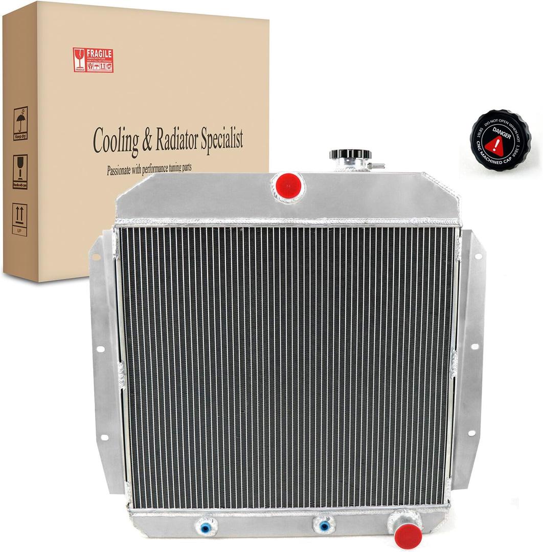 4 Row Radiator for 1955-1959 Chevy GMC Pickup Truck 3400 3600 3800 V8 All Aluminum Radiators 1956 1957 1958 55 56 57 58 59