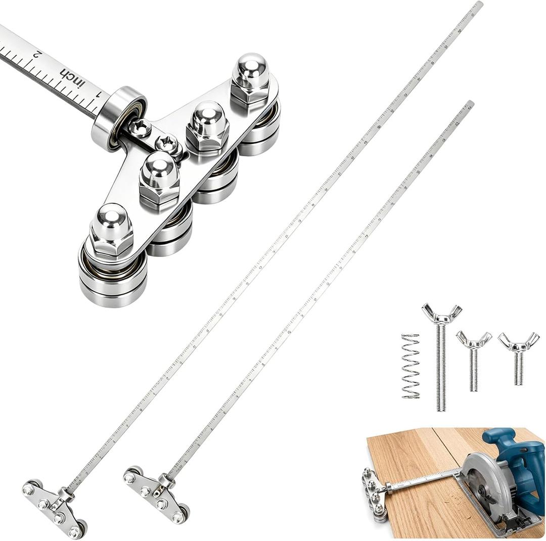 2 Pack Positioning Calipers for Circular Saw, 23.6" & 31.5" Adjustable Cutting Guides, Four-Axis Precision Measuring Tool for Woodworking, Accurate Parallel Positioning Rail for Straight Cuts（SAE）
