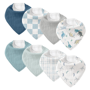 CIVARUA KIDS Muslin Baby Bibs 8 Pack, Baby Bandana Drool Bib for Drooling and Teething, Cotton Soft Absorbent for Girls Boys BC