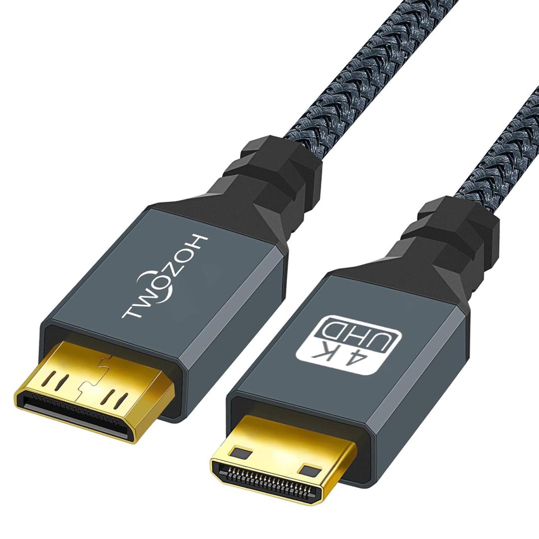 Twozoh Mini HDMI to Mini HDMI Cable 30CM/1Ft - Supports 3D 4K/1080P, Male to Male Connection