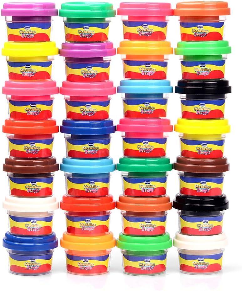 2 x Waybla 28 Packs Easter Modeling Dough for Kids, 14 Colors, 1 Oz Mini Cans, Non-Toxic Soft Dough for Easter Basket Stuffers, Party Favors, Classroom Prizes, Toddler Arts and Crafts