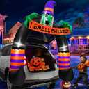 TURNMEON 6FT Halloween Inflatable Trunk or Treat Car Decoration Scary Witch Arch Holds Banner Build-in LED Blow up Car Decor SUV Halloween Outdoor Decorations Party Activities Lawn Yard
