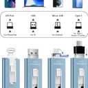 256GB USB Flash Drive for Phone and Pad, Photo Stick High Speed External USB Thumb Drives Photo Storage Memory Stick for Save More Photos and Videos (Blue, 256GB)