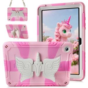 ATESSON for Samsung Galaxy Tab A9 Plus Case Kids Girls 11 inch Tablet Ca-se 2023 with Kickstand Shoulder Strap Heavy Duty Protective Cover for Samsung Galaxy Tab A9+ 5G Case Pink
