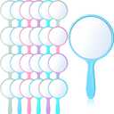 Jetec 25 Pcs Handheld Mirror with Handle, 3.94" L x 2.17" W, Small Portable Round Mirror Bulk for Kids Classroom Travel Makeup Camping Daily DIY Gifts Valentine's Day Easter Crafts(Blue Color Series)