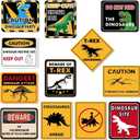 Dinosaur Birthday Decorations - 12 PCS Dinosaur Party Supplies for Boys Kids Dino Birthday Funny Dinosaur Sign Decor for Jurassic Theme Baby Shower Summer Party Favors Caution T-Rex Sign Wall Decor
