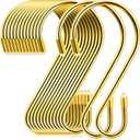 Hotop 36 Pcs S Hooks for Hanging 3.15 Inch Heavy Duty S Shaped Stainless Steel Hook Metal Hanging Curtain Hooks Pan Pot Holder Rack for Pot, Pan, Cups, Plants, Bags, Jeans, Towels(Gold)
