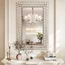 Kelly Miller Jeweled Luxury Bathroom Mirror for Wall, 24"x36" Rectangle Wall Mirror Decorative Mirror Vanity Mirror with Diamonds for Master Bath Half Bath Living Room Bedroom Fireplace Mantle Hallway