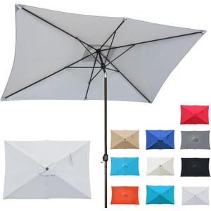 Blissun Rectangular Patio Umbrella, Table Market Umbrella with Tilt and Crank, Outdoor Umbrella for Garden, Deck, Backyard, Pool and Beach