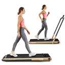 Goplus 2 in 1 Folding Treadmill, 2.25HP Under Desk Electric Superfit Treadmill, Installation-Free with APP Control, Remote Control, Bluetooth Speaker and LED Display, Jogging Walking for Home/Office
