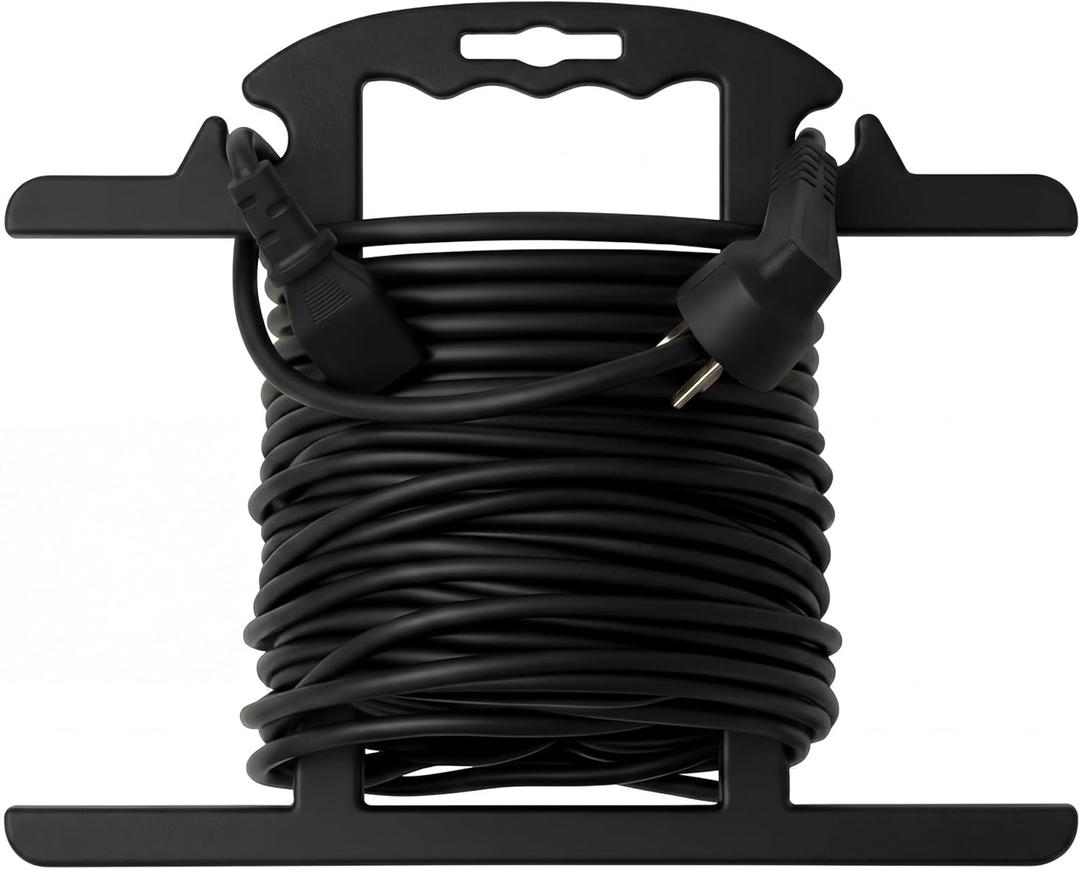 Ripeng 1 Pcs Heavy Duty Extension Cord and Hose Reel with Carrying Handle, Durable ABS H-shape Design Fits 100ft Cord Cable or Water Hose, 50ft Soaker Tube Management (Black)