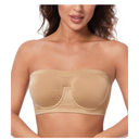 HACI Women's Non Padded Strapless Bra Underwire Bandeau Seamless Multiway Supportive Tube Top L