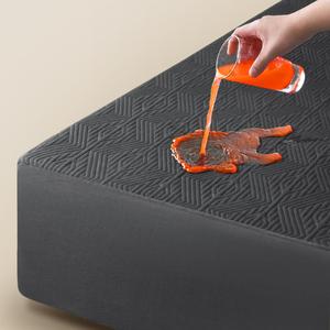 Black Premium Jacquard 100% Waterproof Queen Mattress Protector, Noiseless, Anti - Slip, Breathable Bed Cover, Rayon from Bambo, Quilted, Mattress Pad Sheet, Deep Pocket 8"-21"