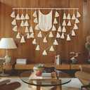 Jakalin Macrame Wall Hanging Boho Tassel Garland 57"x39" | Handmade Cotton Rope Wall Decor for Living Room, Bedroom, Nursery | Large Macrame Banner for Wedding Backdrop, Home Decoration