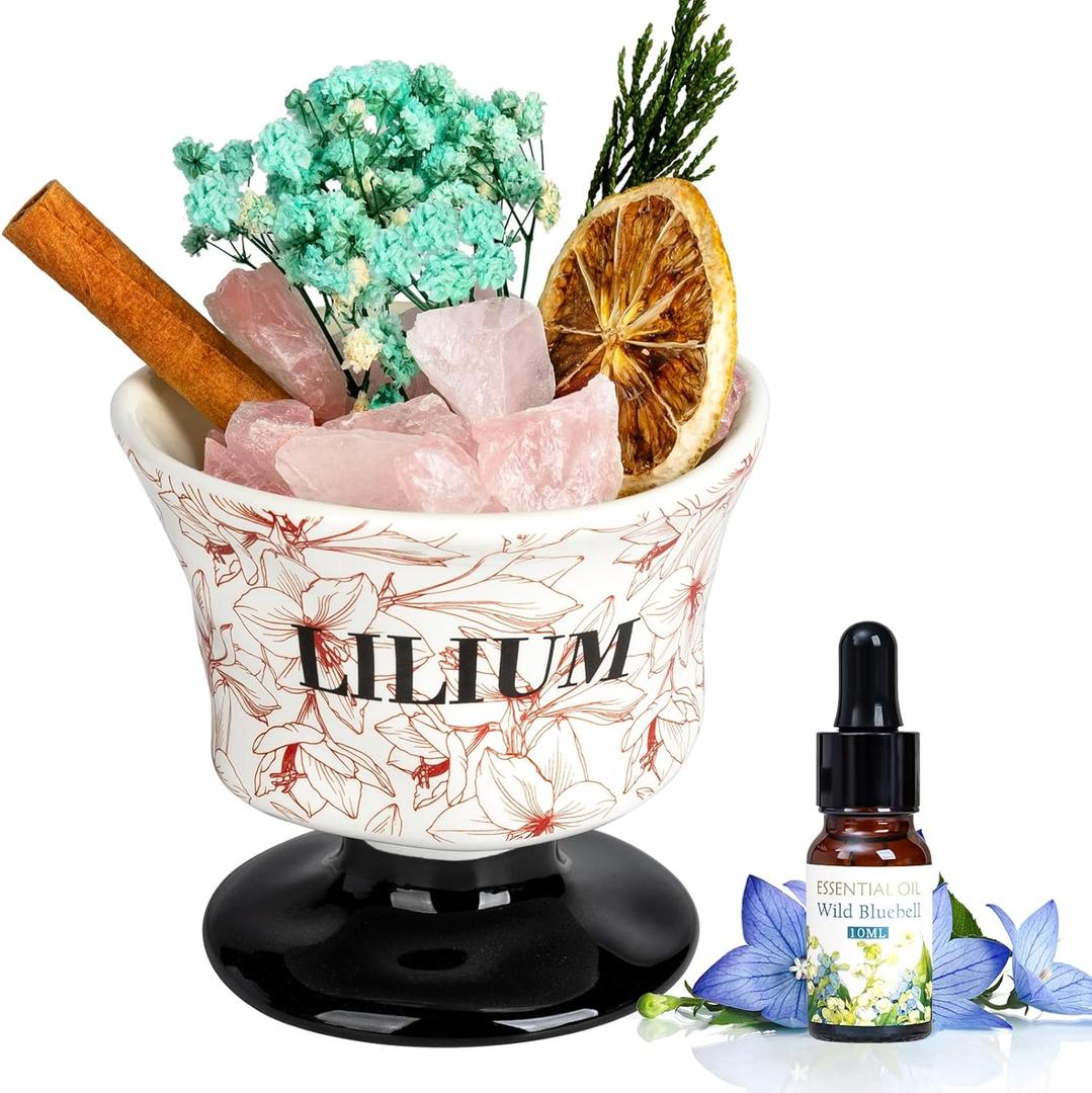 Essential Oil Diffuser Set, Natural Crystal Stone, Blue Bell Aromatherapy, Home Fragrance, Reed Diffuser, for Bedroom, Bathroom, Shelf Decor