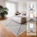 YIHOUSE Washable Area Rugs 9x12 Living Room, Black and White Striped Rug for Bedroom Non Slip Low Pile, Large Modern Geometric Carpet for Playroom Dining Room Home Office Decor