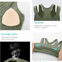 RUNNING GIRL Sports Bras for Women High Support,Seamless Ribbed Longline High Neck Sports Bra Racerback Padded Crop Top Yoga (Green, L)