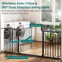 Cumbor Extra Wide Baby Gate, 36.6-69" Walk-Through Dog Gate for Stairs, Doorways & Hallways, 30.5 Tall, Auto-Close & Dual-Swing Safety Child Gate Indoor, Easy Install Pressure-Mounted Pet Gate, Black