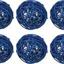 MECCANIXITY 6 Pcs Wicker Rattan Balls 3.2 Inch Rattan Decorative Balls Vase Fillers for Wedding Party Centerpiece Bowls Home Decoration Lake Blue