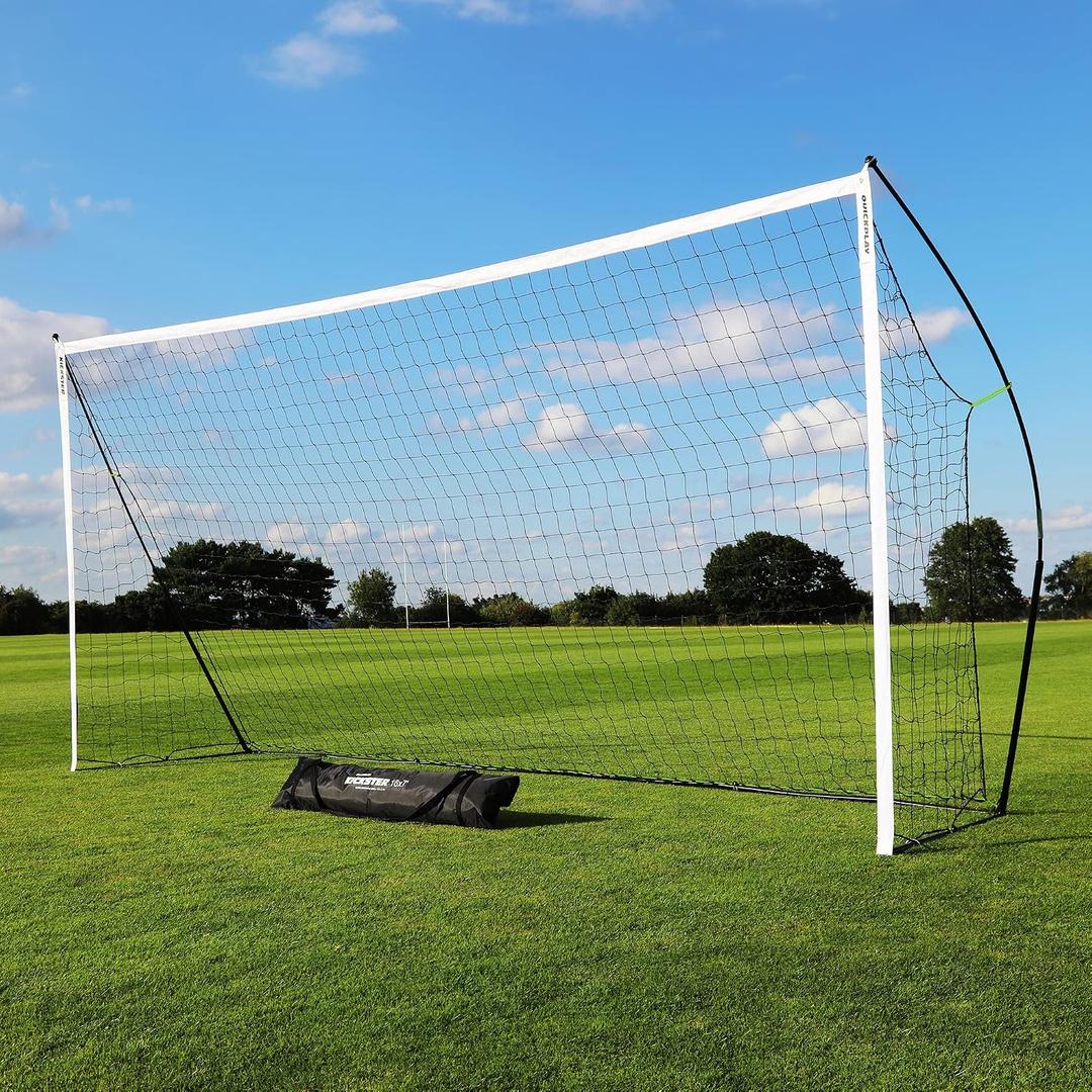 QuickPlay Kickster 16x7 Ultra Portable Soccer Goal for Backyard, U13+ | Sets up in under 2 min, Weatherproof & durable, Packs into carry bag, Family & yard games, Builds soccer skills