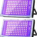 Glostars 100W LED UV Black Light, Powerful UV Spotlight, IP66, 395nm Lamp for Christmas, Halloween Glow Party (2 Packs)