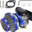 15mm Carburetor Upgrade Kit Air Filter Set Compatible with 2 Stroke 43cc 47cc 49cc Standup Gas Scooter ATV Quad Pocket Bike XG-550 BladeZ Moby X Blue