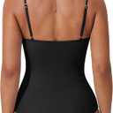 SUUKSESS Women Sexy One Piece Swimsuit Tummy Control Square Neck Bathing Suit (Black, L)