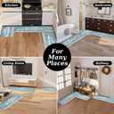 Kitchen Mats for Floor with Grid Design, Farmhouse 3 Piece Washable Absorbent Runner Rugs Non Slip Cushioned Kitchen Mat Comfort Rug Set for Kitchen, Floor, Office (17*30+17*47+17'*59", Turquoise)