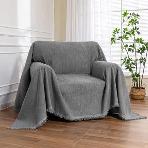 MEETSKY Oversized Chair Cover Washable Recliner Chair Covers, Armchair Couch Cover Sofa Throw Cover for Single Couch, Soft Small Sofa Slipcovers for Pet, 71"x 91", Dark Grey