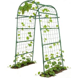 Garden Arch Trellis for Climbing Plants Outdoor, 7 Ft Tall Cucumber Trellis for Raised Bed, Metal Archway Arbor Trellis Support for Vegetables Beans Squash Peas Grape Vines Flowers