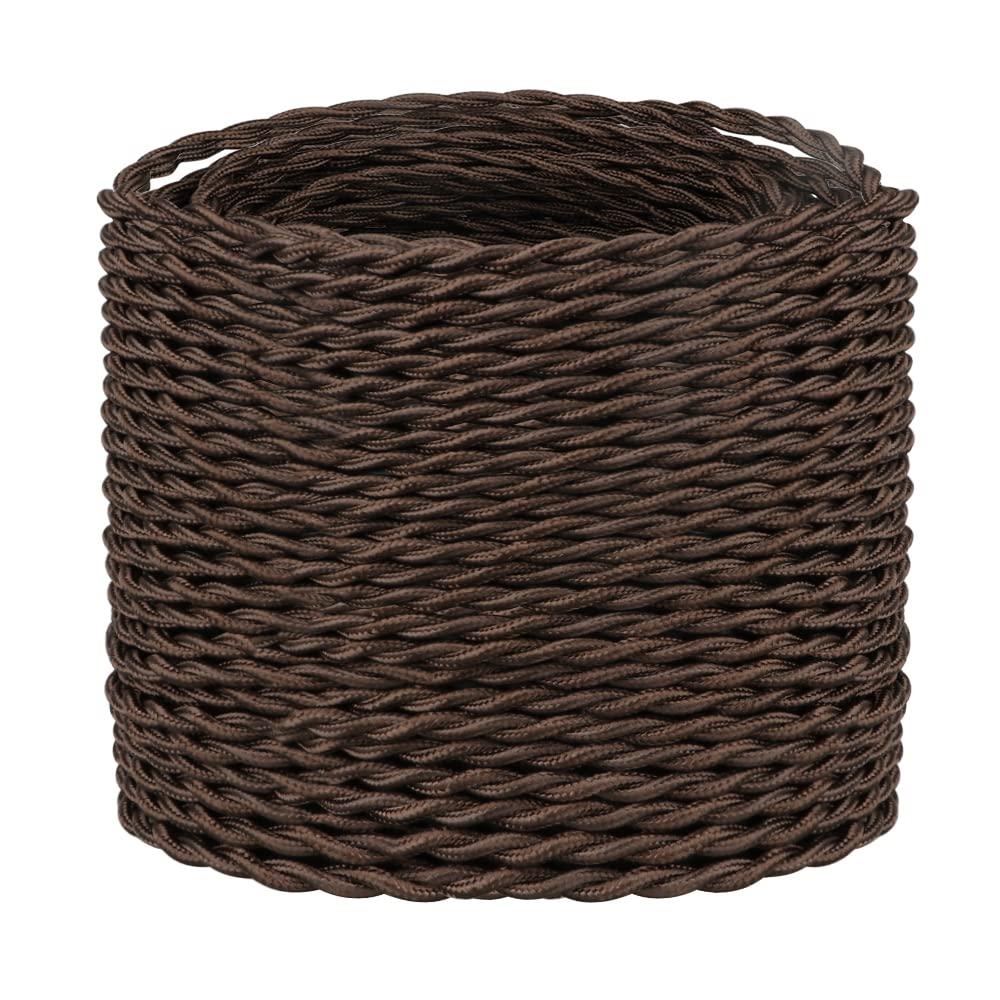 Helunsi 32.8ft Twisted Cloth Covered Wire, Brown 18/2 Cloth Covered Electrical Wire, 18 Wire Gauge 2-Conductor Fabric Covered Lamp Cord, Vintage Twisted Cloth Covered Wire, for DIY Projects (Brown)