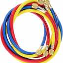 AC Charging Hose Tube, 72" HVAC Gauges Hoses Refrigerant Charging Hose for R134A R12 R22 R502 Manifold Gauge Hoses Set, 3pcs