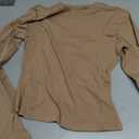 YEOREO Two Piece Sets for Women Long Sleeve Tops Lounge Set Drawstring Wide Leg Pants Ava Matching Khaki, Size L