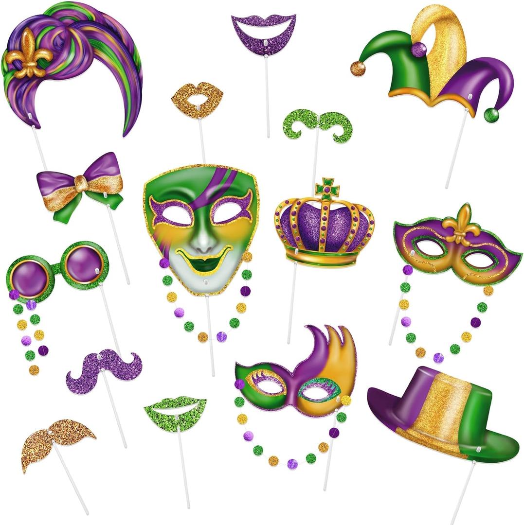 Cheerland Clearance Masquerade Party Photo Booth Props Mardi Gras Photo Prop Carnival Party Decorations New Orleans Theme Favors for Birthday Classroom Bachelorette Venetian Mask Party Supplies