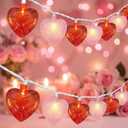 8.5Ft Red and Pink Heart String Lights,10 LED 3D Glitter Hearts Plug in Fairy Heart Shape Lights,Connectable Valentine's Day Decorations for Bedroom,Window,Wedding,Anniversary,Indoor Outdoor