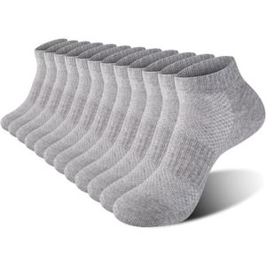 Womens Cotton Ankel Socks, Athletic Performance Running Moisture Wicking Breathable socks, Medium/Large, 6 Pairs Gray