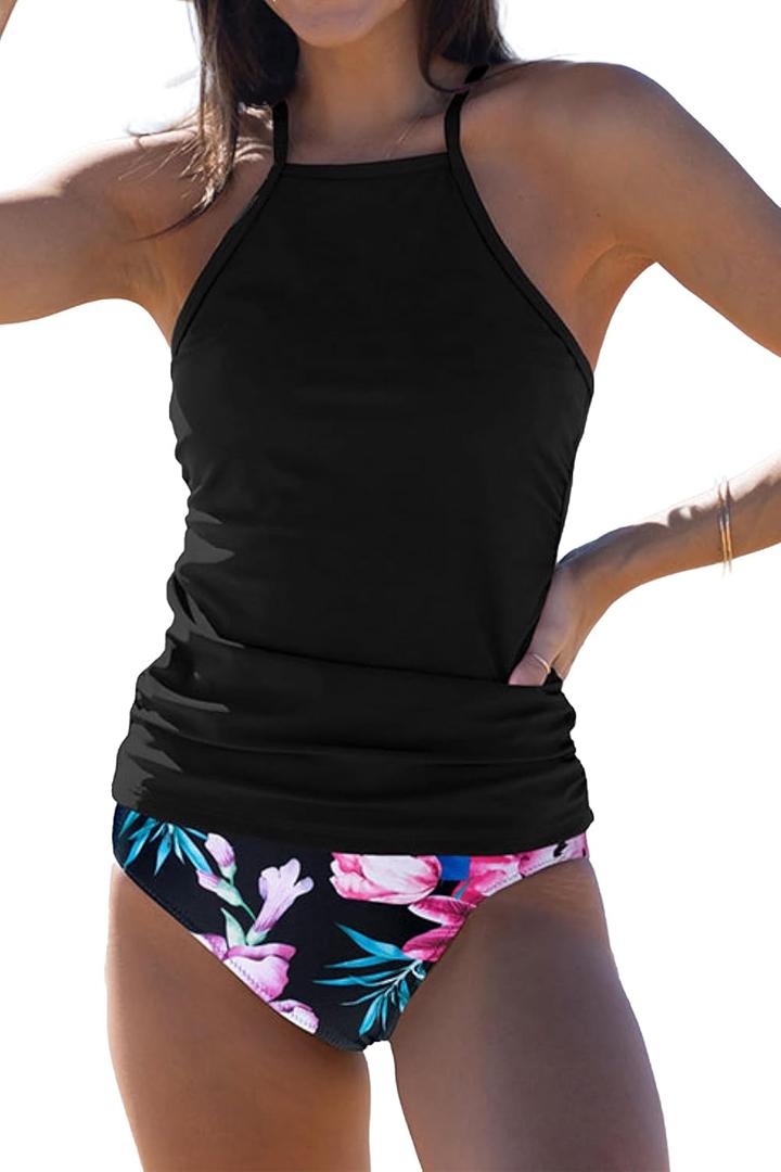 Beachsissi Womens Tankini Ruched Design Tummy Control Bathing Suits Small