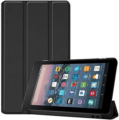 Smart Cover for Amazon Kindle All New Fire 7 7th / 9th Generation，Ultra Slim Folio Stand Leather Case Cover with Auto Sleep/Wake Up Function for Kindle Fire HD7 7" (2017/2019 Release) (Black)