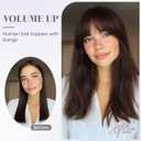 Hair Toppers for Women Real Human Hair 12 Inch Long Straight Toppers for Women with Thinning 7 * 13CM Silk Base Clip in Hairpieces with Bangs (Natural Black)