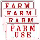 Blulu 4 Pieces Farm Use ID Tag Sign 12 x 6 Inch, Aluminum Reflective Rust Free Farm Use License Plate Weatherproof Metal Signs Easy to Install, Red and White
