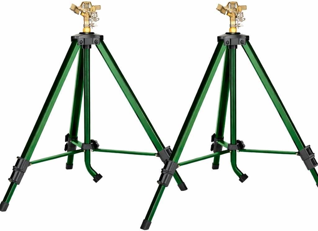 2-Pack Orbit 58308Z Brass Impact Sprinkler on Tripod Base - Heavy-Duty Brass Sprinklers on Tripod.