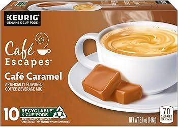 Café Escapes Café Caramel Coffee Beverage, Single-Serve K-Cup Pods, 10 Count, 6 Packs