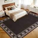 QDUIDU Large Geometric Area Rugs for Living Room Bedroom 4x6 Brown Rug