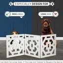 Freestanding Dog Gate Expandable Decorative Wooden Fence for Small to Medium Pet Dogs, Barrier for Stairs, Doorways, & Hallways, Art Deco 46.5"W x 19"H