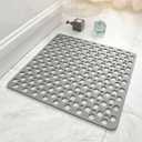 Casa and Beyond Shower Mat, Secure Shower Mat-Non-Slip, Washable Non-Slip Bathtub Mats, with Suction Cups and Drain Holes, Soft Textured Design, Easy to Clean for Bathroom (Grey, 20.9" x 20.9")