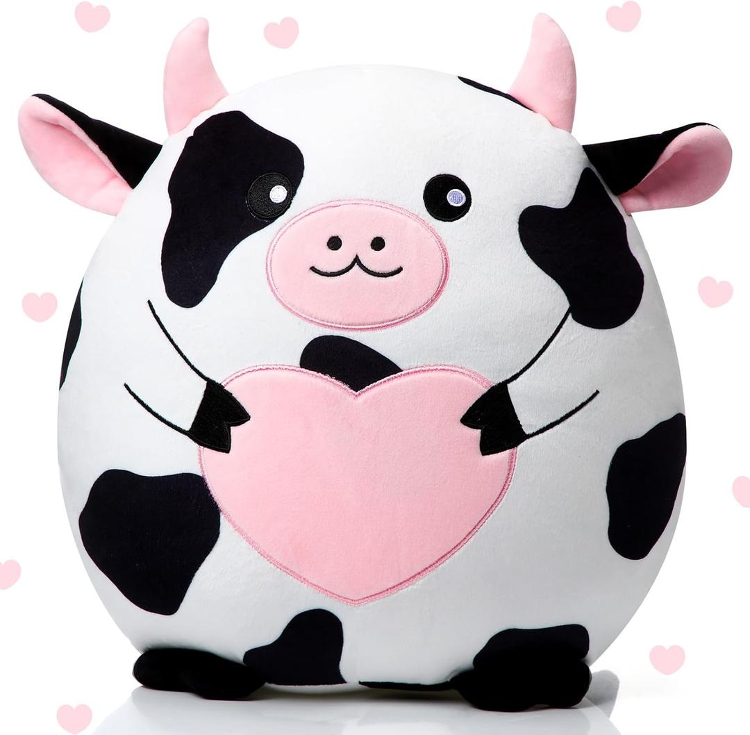 Leyndo Cow Plush Pillow 14 Inch Cow Stuffed Animal Toy Soft Cuddly Stuffed Animal Plushie Kwaii Plush Toys for Birthday Party Favor Bedroom Sofa Car Decorations