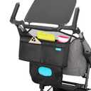 Munchkin Stroller Organizer with Cup Holders and Wet Wipes Case - Travel Storage Bag for Baby and Mom Essentials, Universal Fit, Fits UPPAbaby, Evenflo, BabyTrend and more, Black