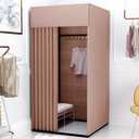 Clothing Store Fitting Room with Shading Curtain, Portable Temporary Mobile Privacy Protection Dressing Room, Foldable Mall Simple Changing Room for Office Outdoor Activity, 200x100x95cm(Light Brown)
