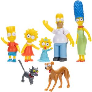 Disney The Simpsons Action Figures Family Multi-Pack 2.5 Scale Figures, Includes Homer, Marge, Bart, Lisa, Maggie, Santas Little Helper, and Snowball II