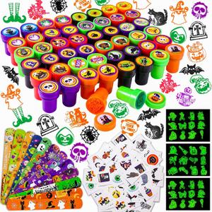 Halloween Party Favors for Kids - 350pcs Halloween Treats Bulk for Kids, Goody Bag Fillers including Stamper Tattoos Slap Bracelets Halloween Prizes for Classroom Reward Non Candy Party Supplies